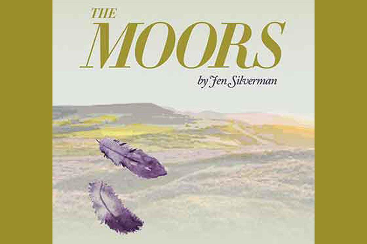 The Moors art - title with two purple feathers.