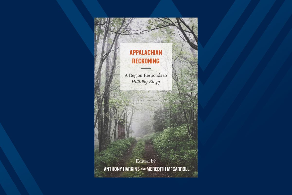 Photo of book cover for Appalachian Reckoning on blue background