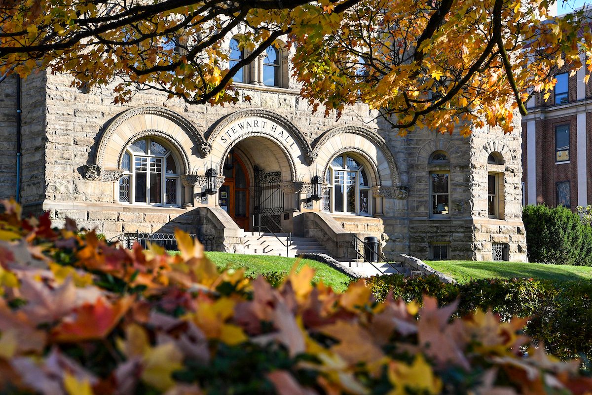 stewart hall in the fall