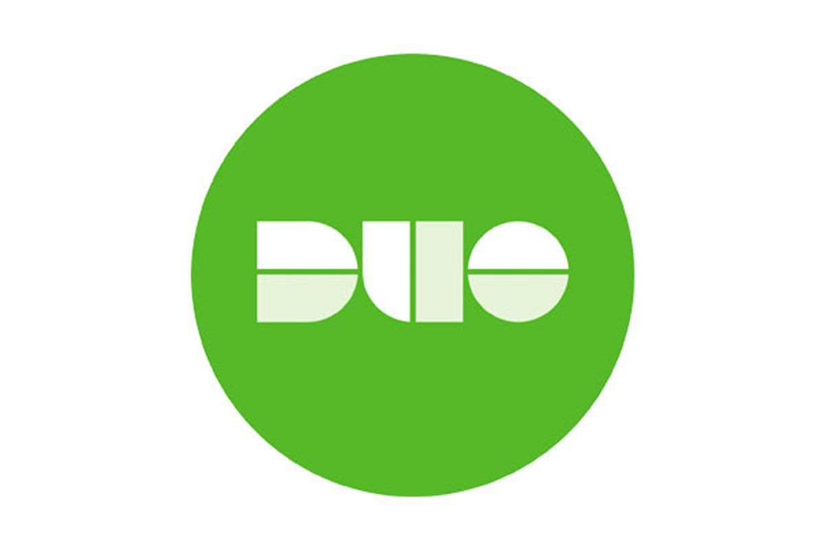 DUO logo, green circle with DUO written in center on white background