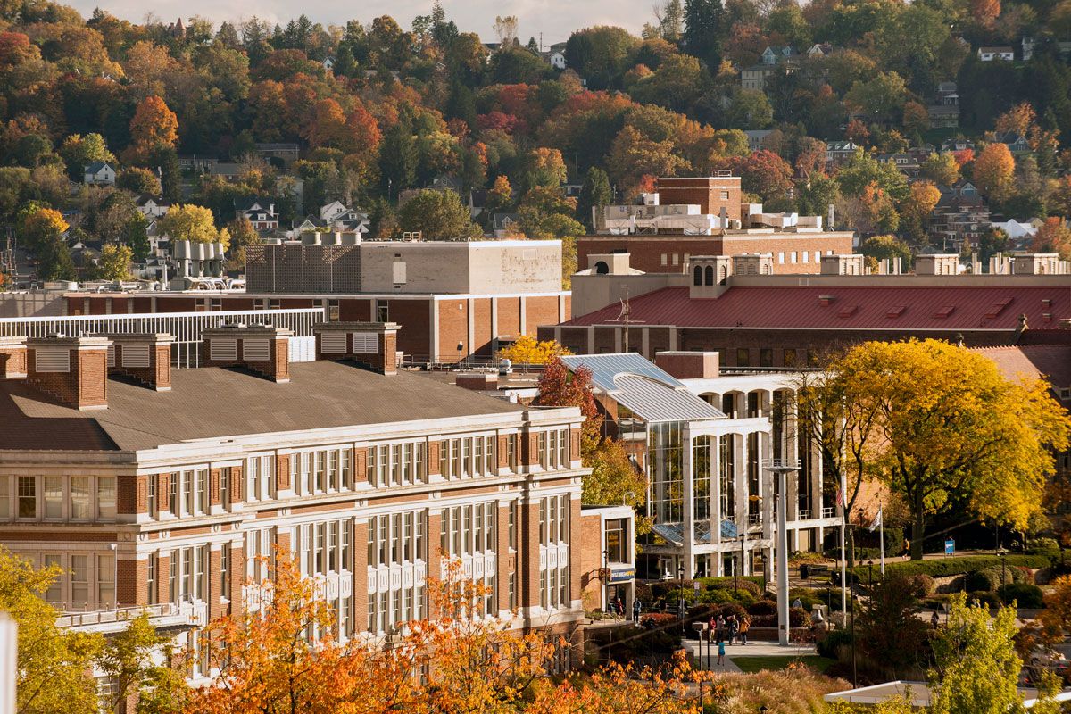 The WVU campus in the fall.