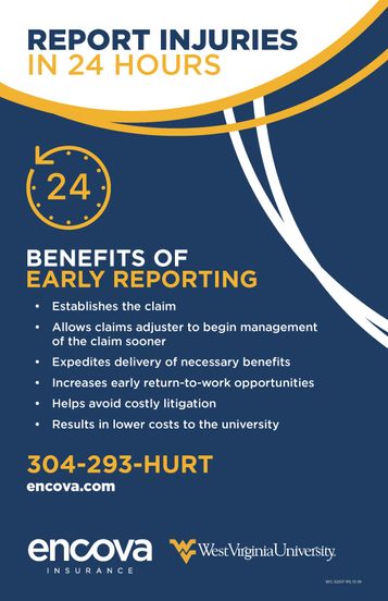 Report Injuries Within 24 Hours poster