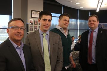 Judges who participated in the 2019 March Idea Challenge from left to right: Scott Turner, sales executive, Autodesk; Todd Latch, financial advisor, Huntington Bank; Jonathan Ohlinger, founder and CEO, VEEPIO and Cory Dennison, President, Vision Shared.