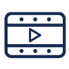 An illustration of a video with a play button on top to indicate the beginning of the Videos section.